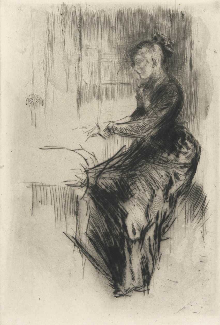 Piano, n.1875 (Kipsipiirto paperille) tekijältä James Abbott McNeill Whistler
