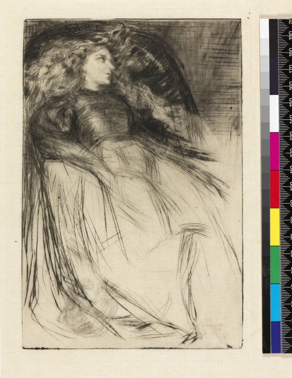 Väsynyt, 1863 (Kipsipiirto ja hiilimuste paperille) tekijältä James Abbott McNeill Whistler