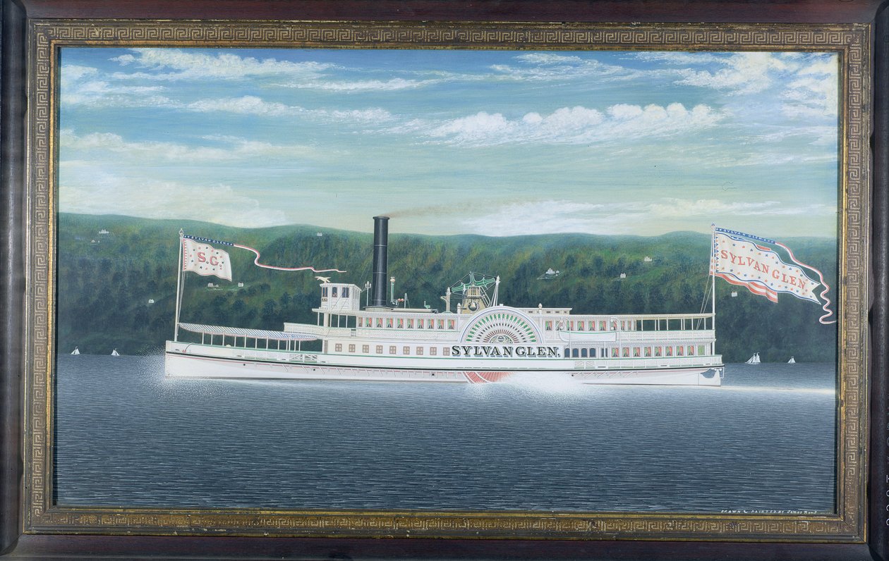 The Steamboat "Sylvan Glen", 1870 (guassi grafiitin päällä kartongilla) tekijältä James Bard