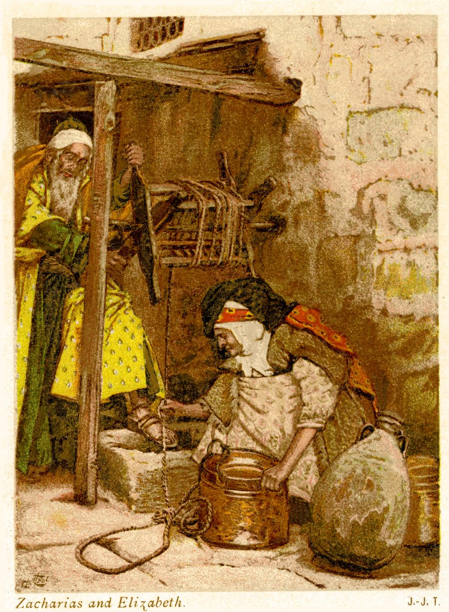 Sakarias ja Elisabet, Pyhä Luukas - Raamattu tekijältä James Jacques Joseph after Tissot