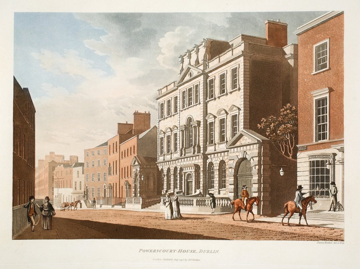 Powerscourt-House, Dublin, 1795 (käsinvärinen kaiverrus) tekijältä James Malton