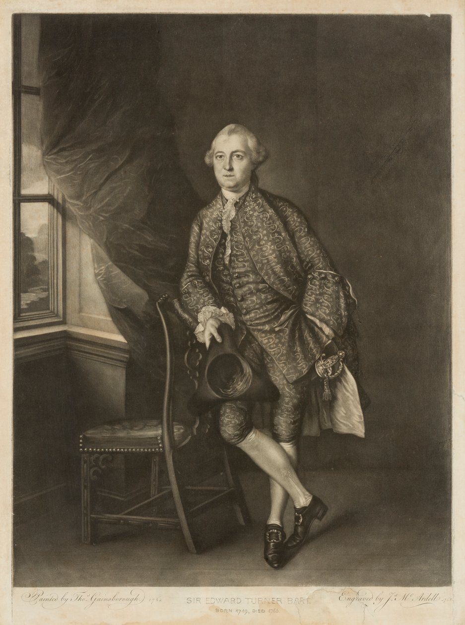 Sir Edward Turnerin muotokuva, n. 1762-63 (mezzotint) tekijältä James McArdell