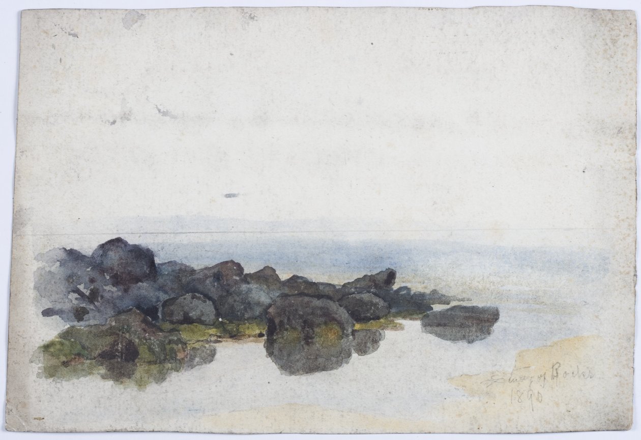 Study of Rocks (lyijykynä, akvarelli ja bodycolour paperille) tekijältä James Miller Brown