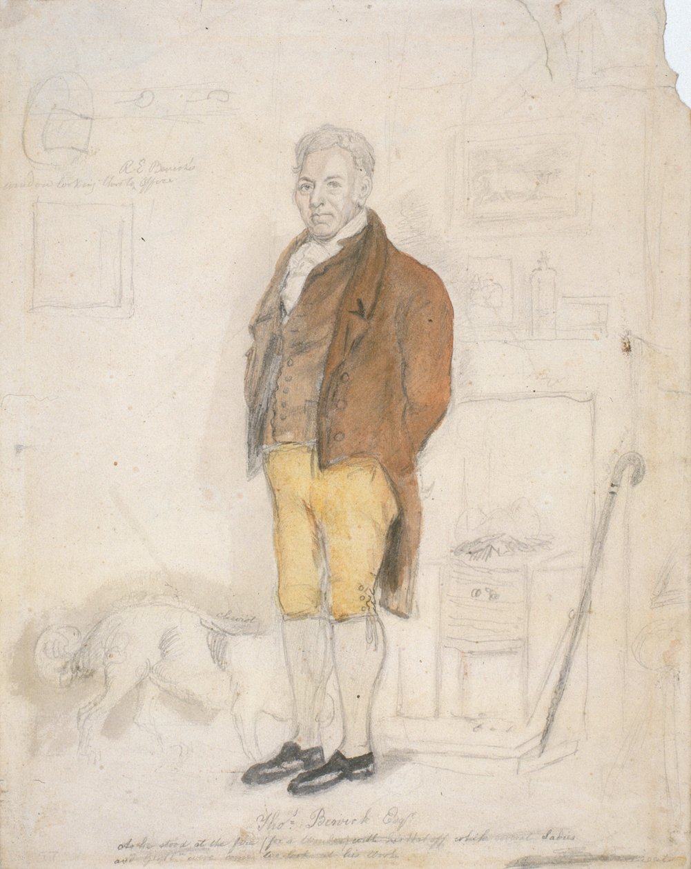 Thomas Bewickin muotokuva, 1816 (kynä ja wc paperilla) tekijältä James Ramsay