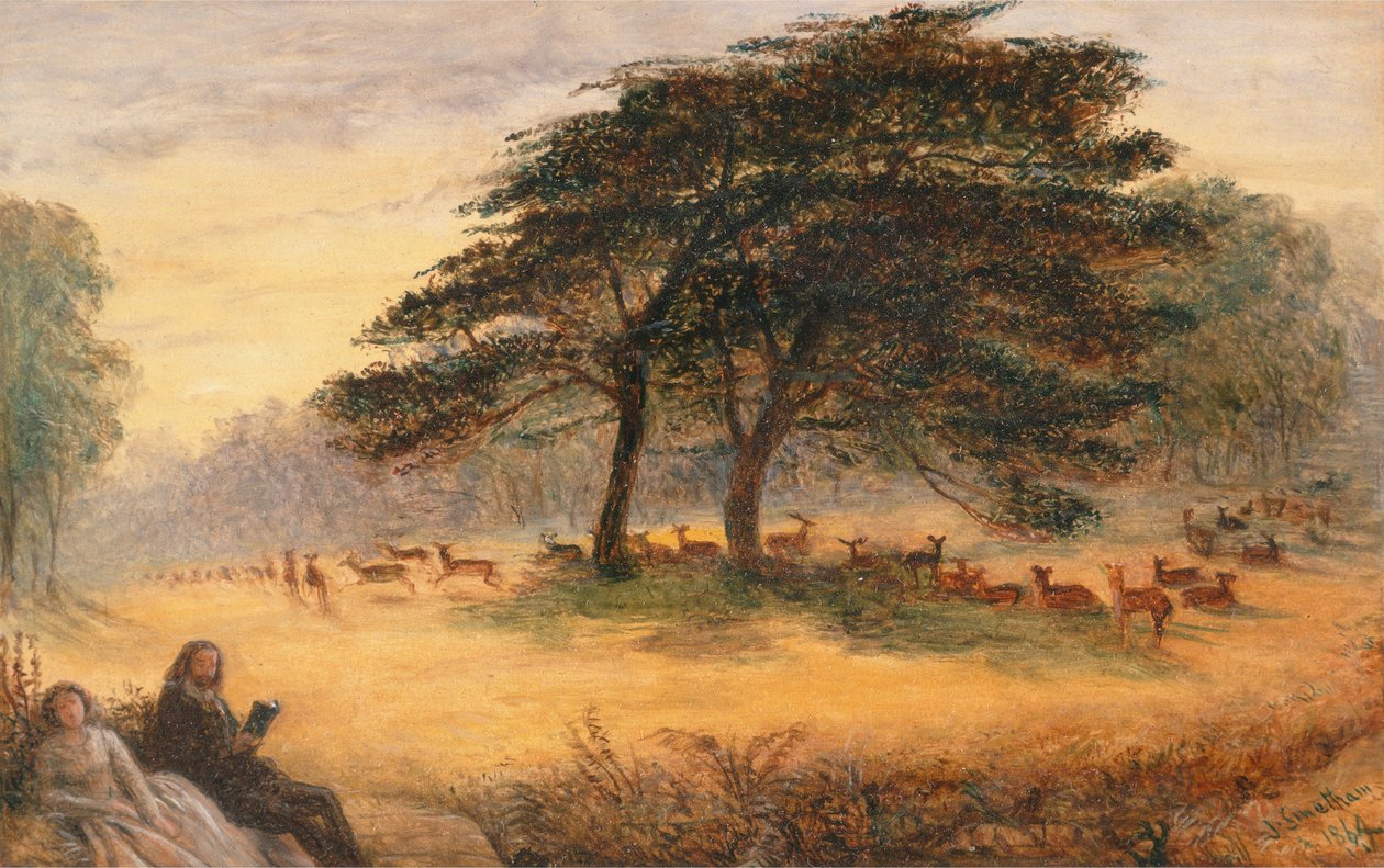 Rakastajia paikassa Richmond Park (Windsor Park) tekijältä James Smetham