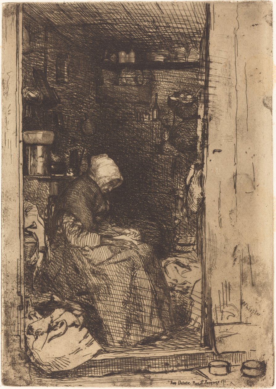 Vanha nainen Ragsissa, 1858. tekijältä James Abbott McNeill Whistler