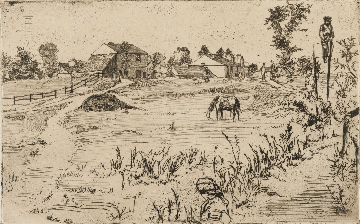 Maisema hevosten kanssa, 1859. tekijältä James Abbott McNeill Whistler