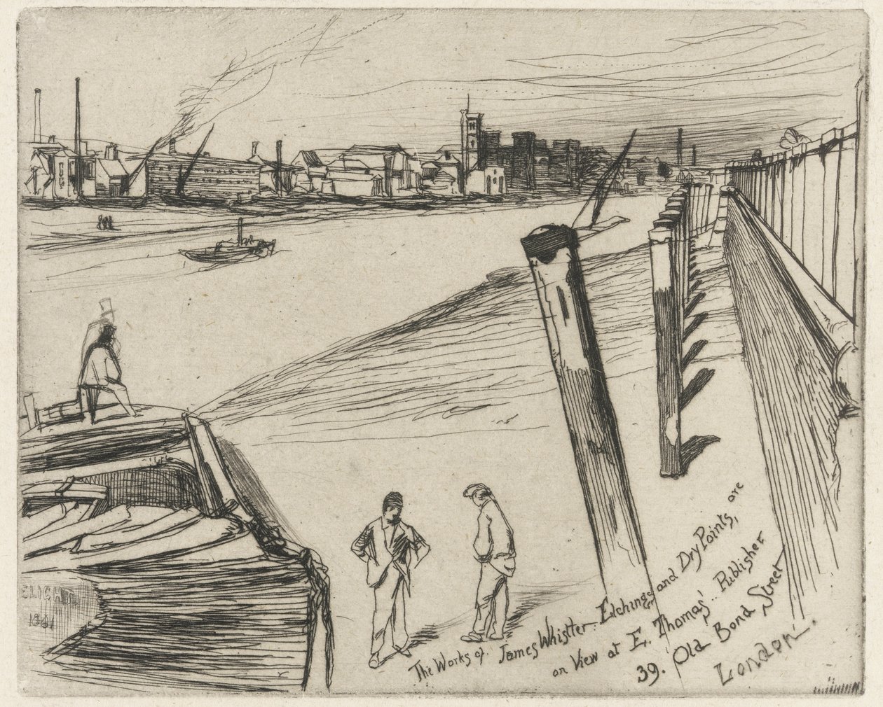 Millbank, 1861 (etsaus paperille) tekijältä James Abbott McNeill Whistler