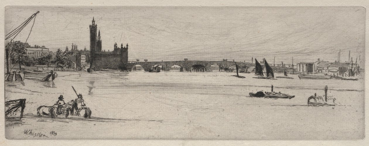 Old Westminster Bridge, 1859. tekijältä James Abbott McNeill Whistler