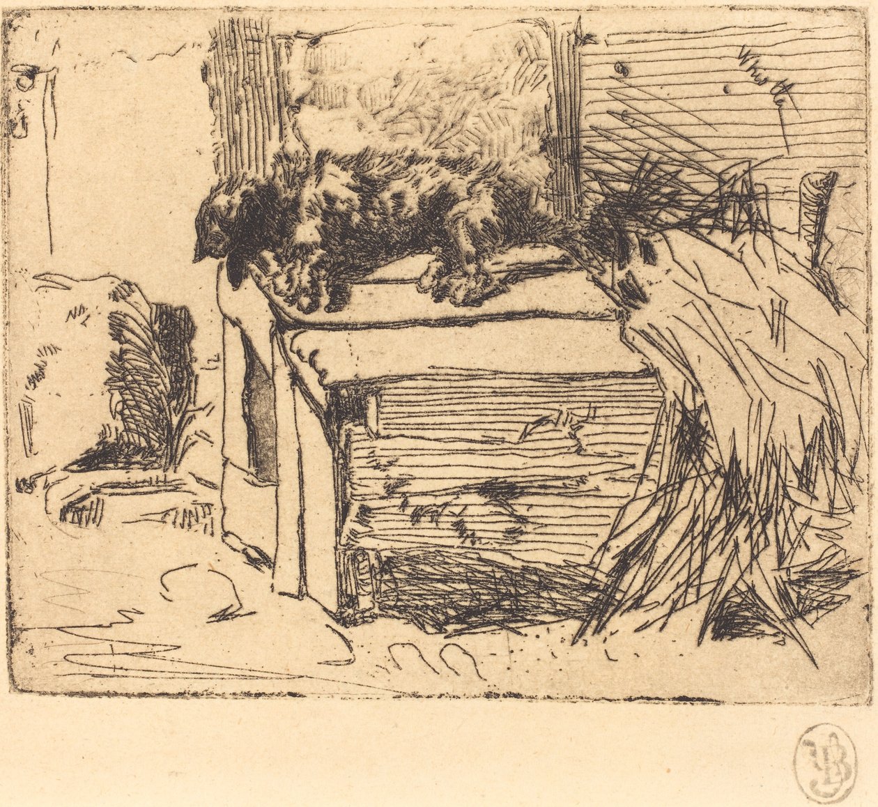 Koira kennelissä. tekijältä James Abbott McNeill Whistler