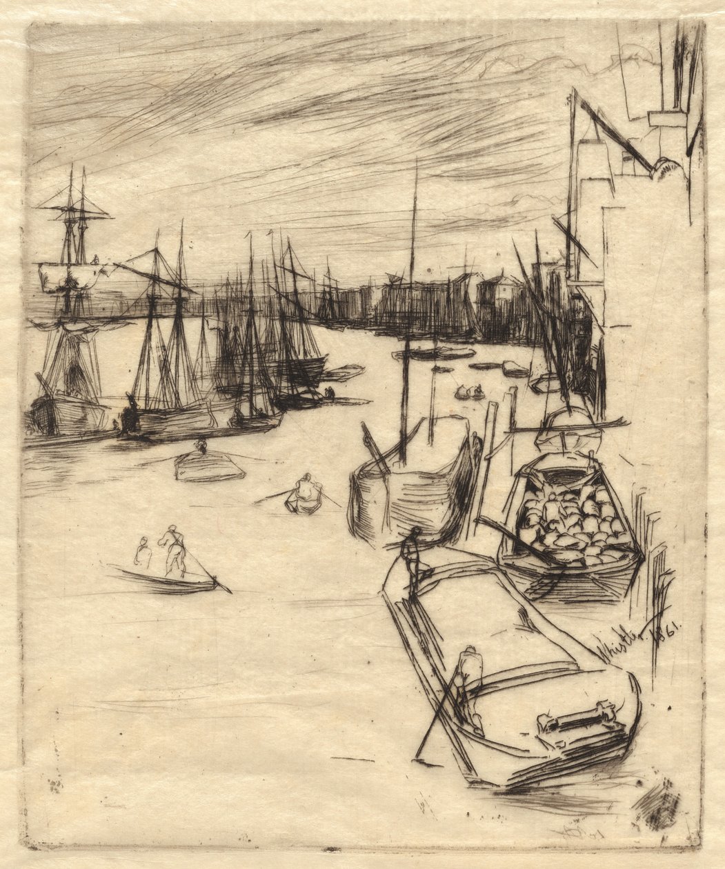 Pikku Rotherhithe, 1861. tekijältä James Abbott McNeill Whistler