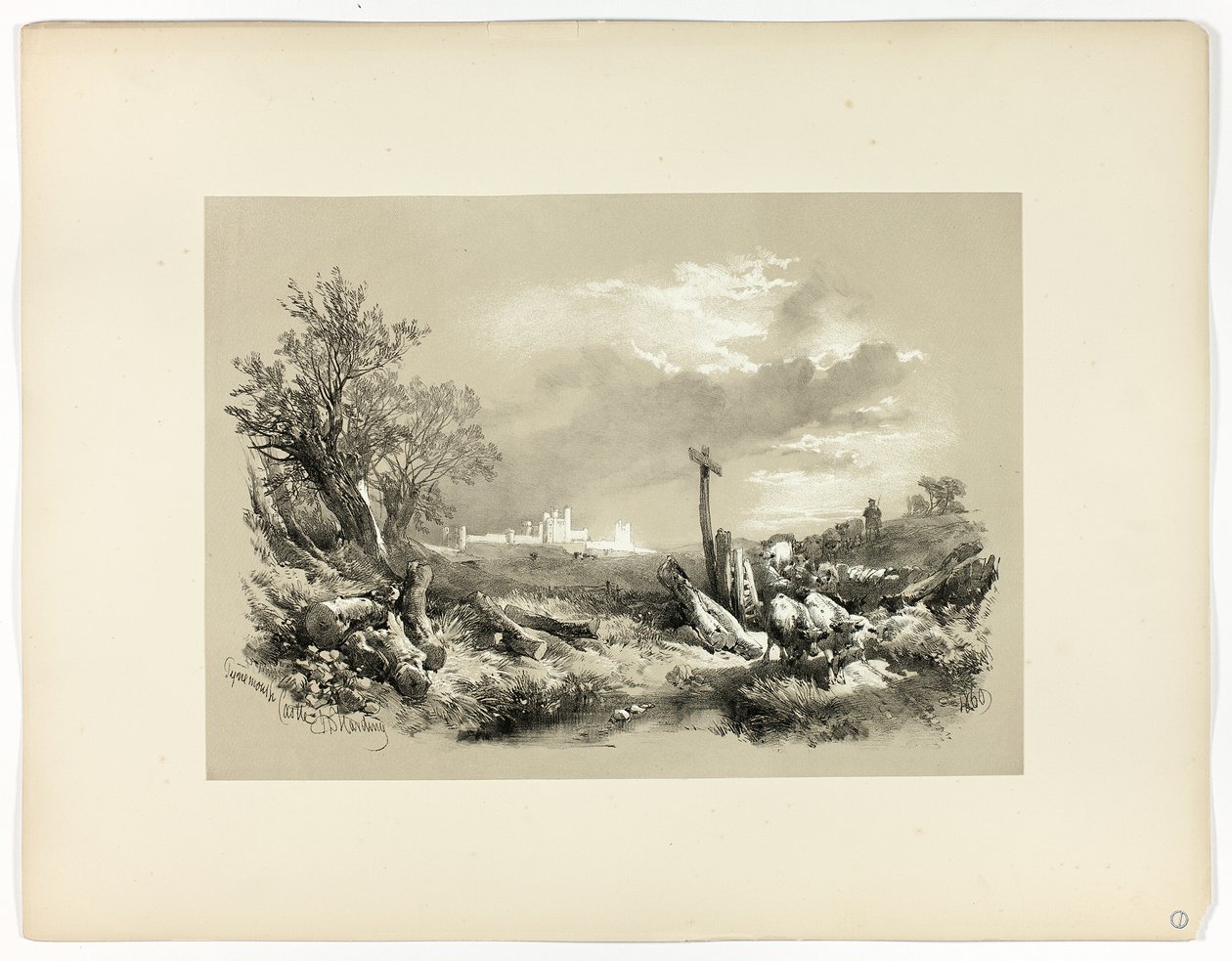 Tynemouthin linna, Picturesque Selectionsista tekijältä James Duffield Harding