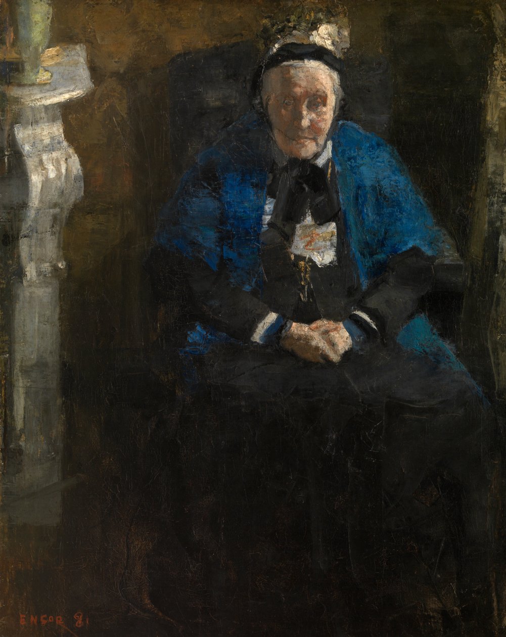 Nainen sinisellä huivilla tekijältä James Ensor