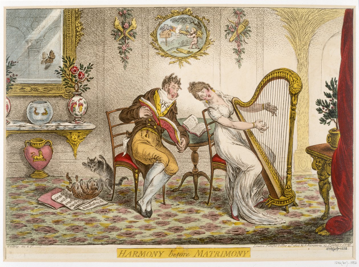 Harmony before Matrimony, julkaistu 1805 tekijältä James Gillray