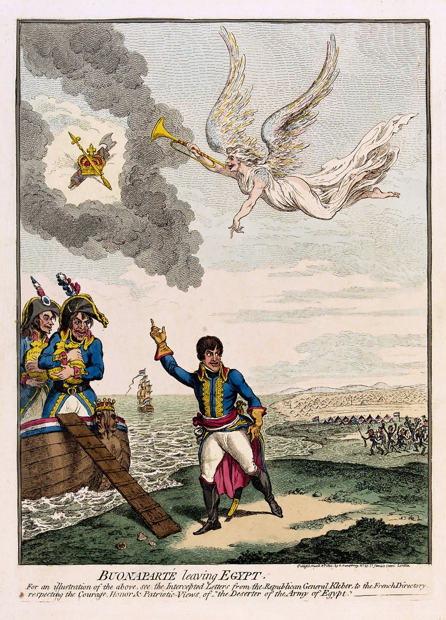 Napoleon Bonaparte (1769-1821) lähdössä Egyptistä. tekijältä James Gillray