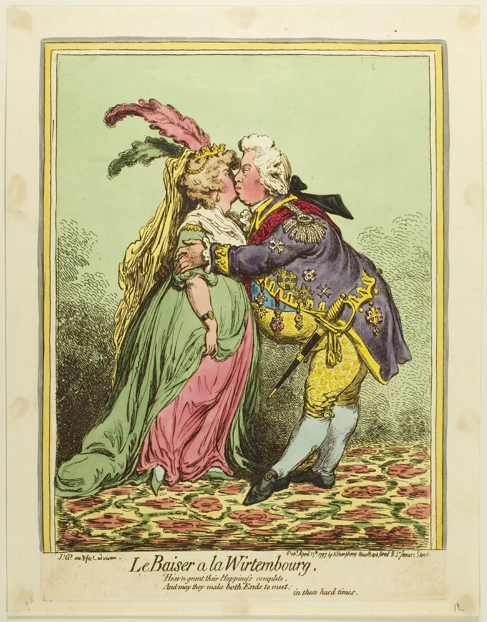 Suudelma Würtembergissä tekijältä James Gillray
