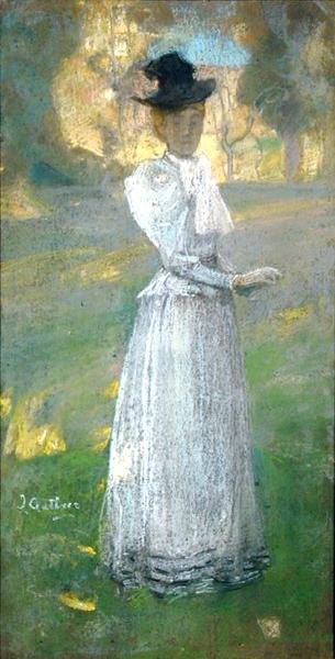 Aamukävely (pastelli paperille) tekijältä James Guthrie