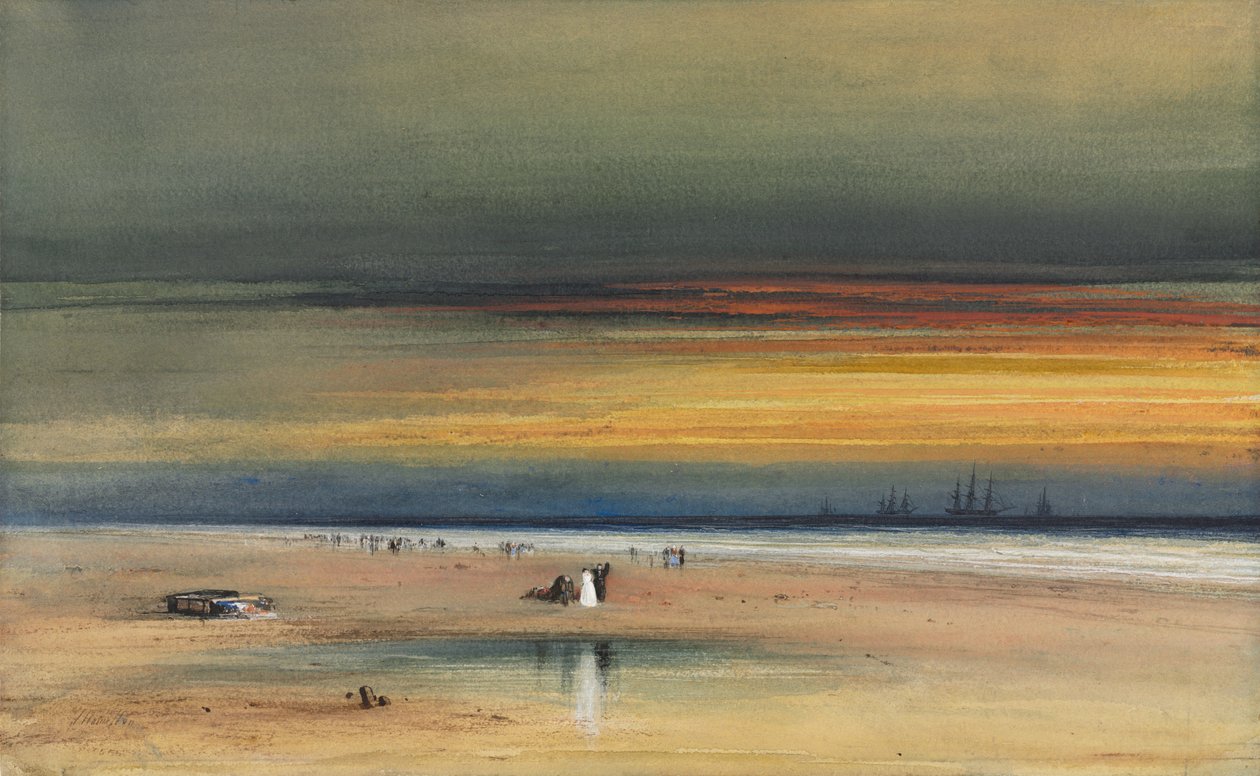 Rantakohtaus auringonlaskun aikaan, n. 1865-1870. tekijältä James Hamilton