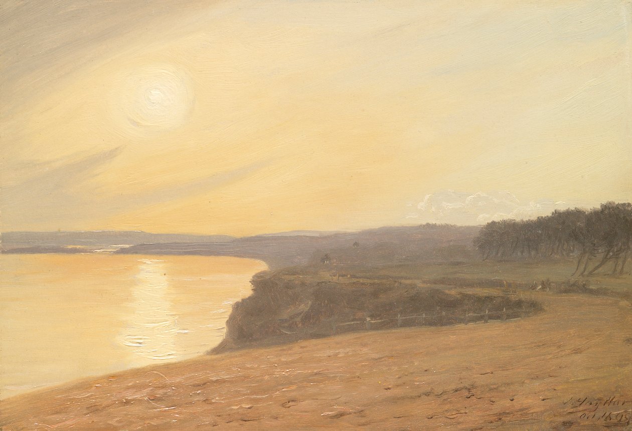 Auringonlasku, lähellä Bournemouthia, 1899 (öljy kortille) tekijältä James Hayllar