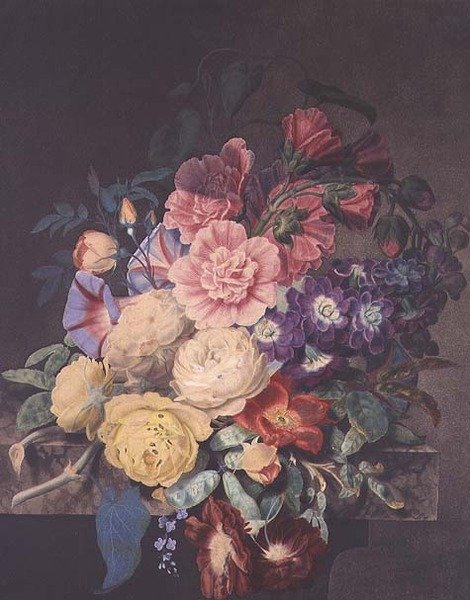 Hollyhocks ja ruusut tekijältä James Hewlett