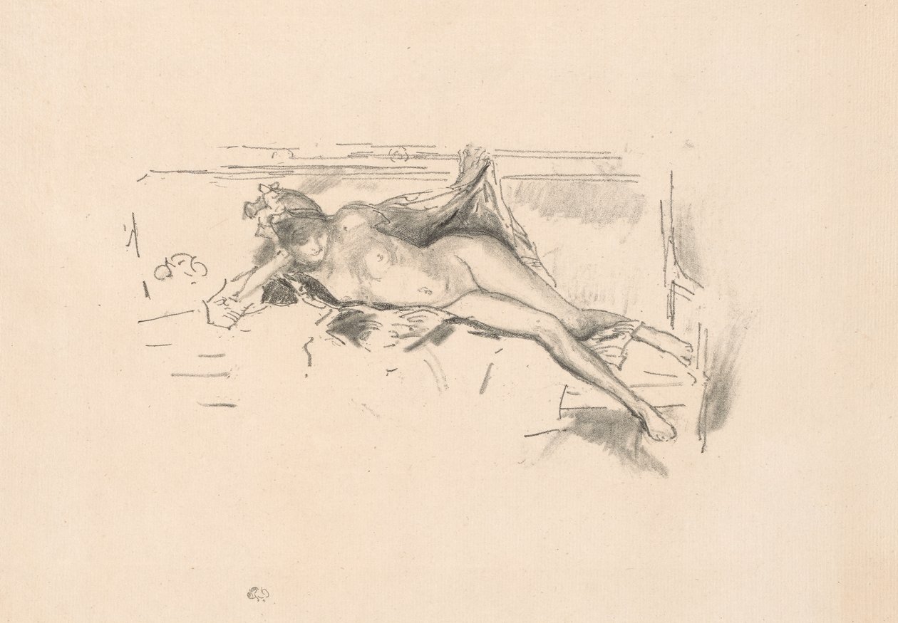 Alaston malli, makuuasentoon tekijältä James Abbott McNeill Whistler