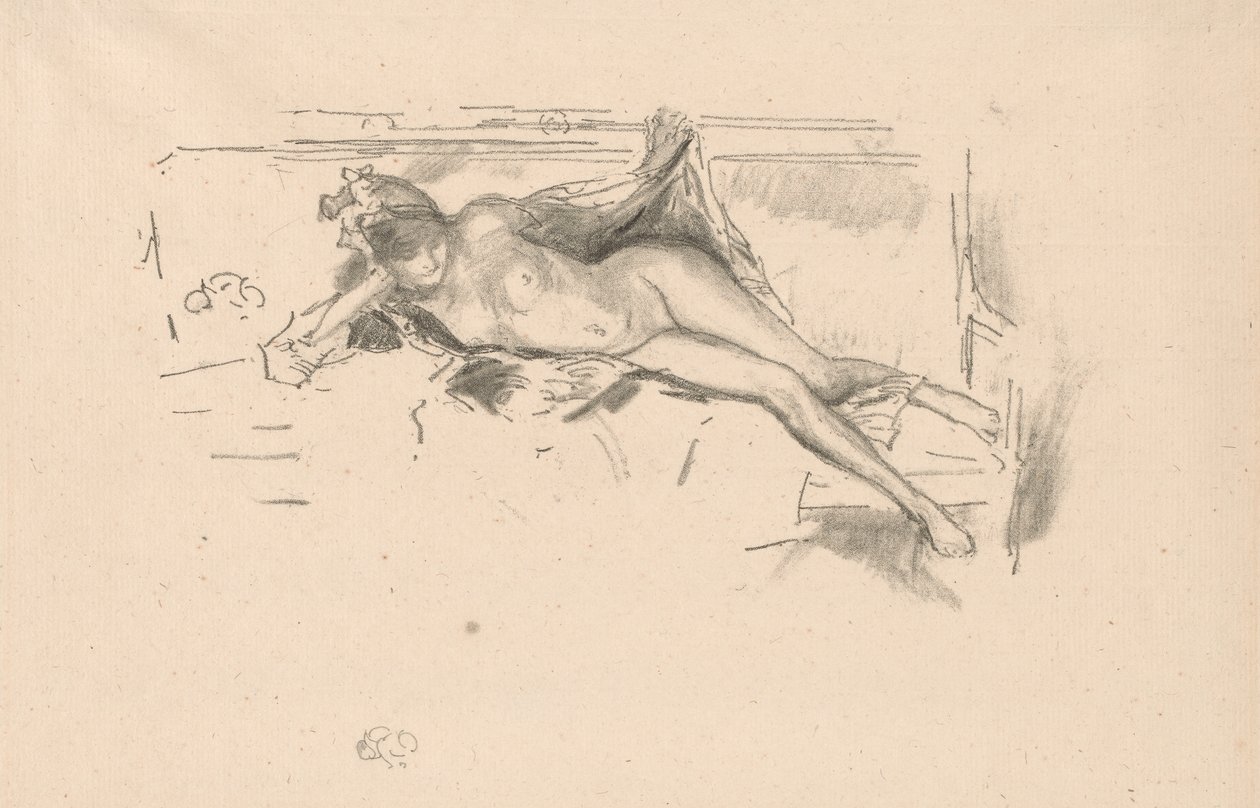 Alaston malli, makuuasentoon tekijältä James Abbott McNeill Whistler