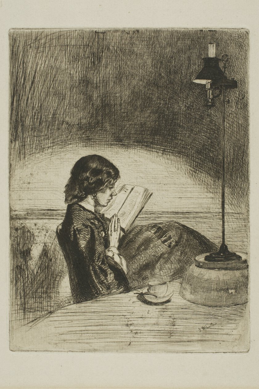 Lukeminen lampun valossa tekijältä James Abbott McNeill Whistler
