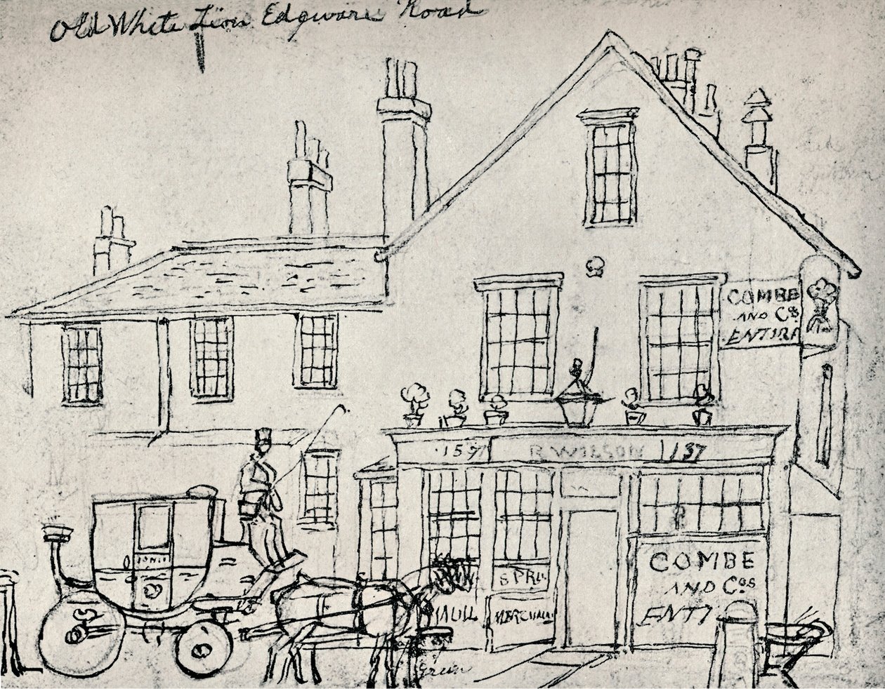 Vanha valkoinen leijona, Edgware Road, c1821 tekijältä James Pollard