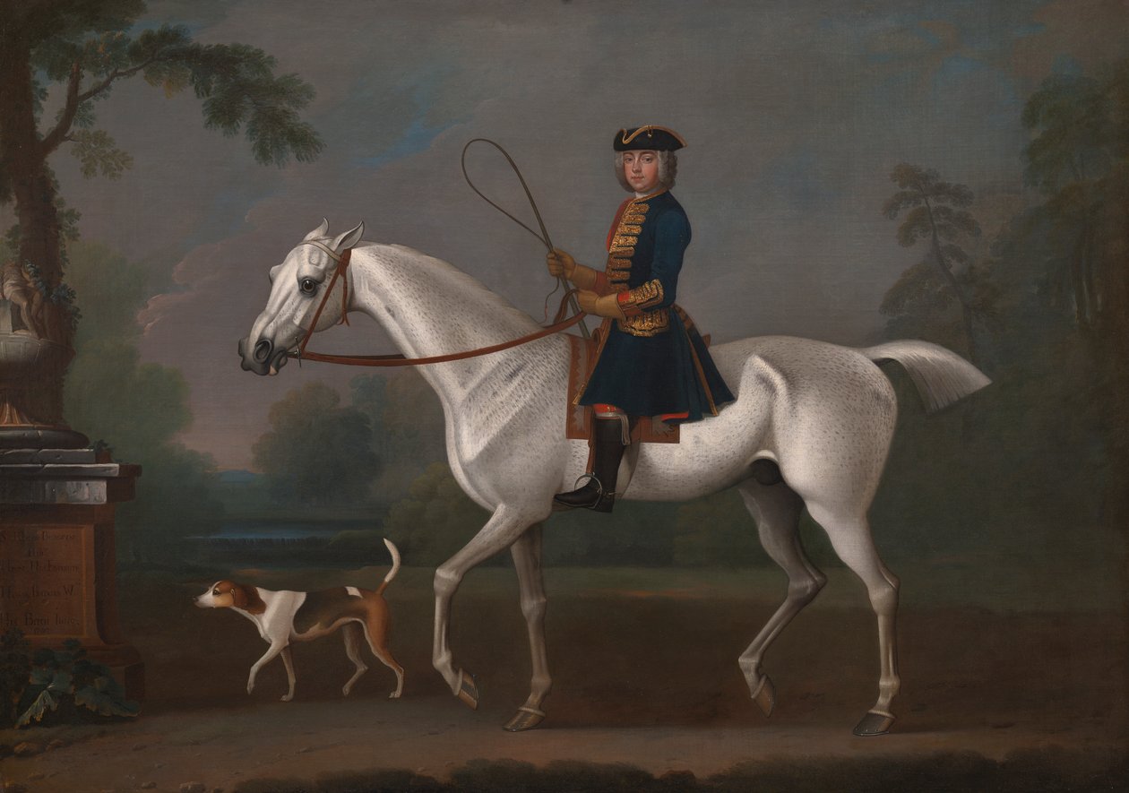Sir Roger Burgoyne ratsastaa "mäyrällä" tekijältä James Seymour
