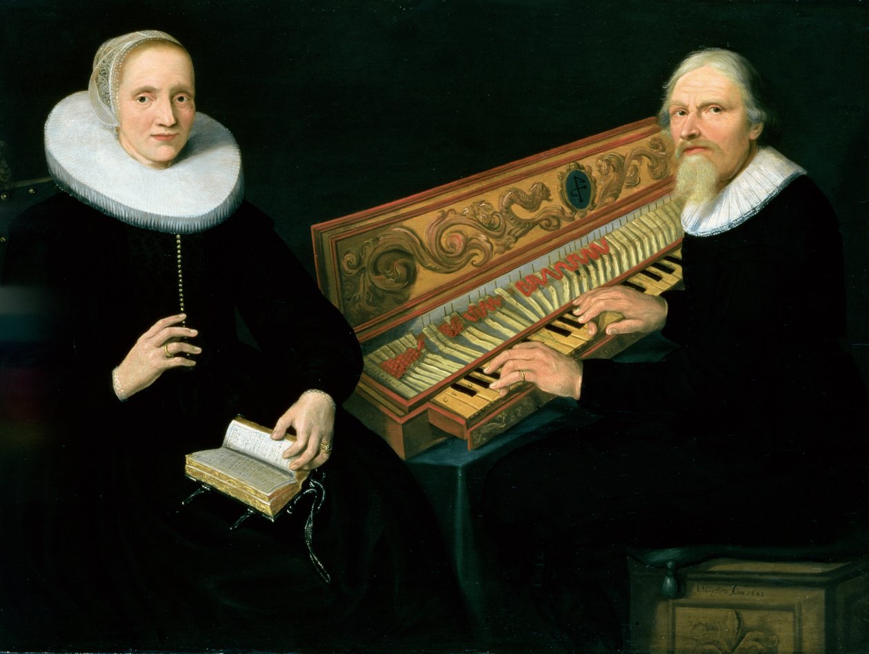 Pariskunta Clavichordissa, 1648 (paneeli) tekijältä Jan Barendsz. Muyckens