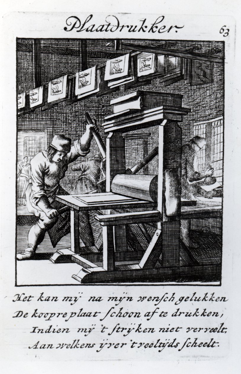 The Copper-plate Engraver, Abraham van St. Claran ammattikirjasta "Iets voor Allen", 1736. tekijältä Jan Luyken