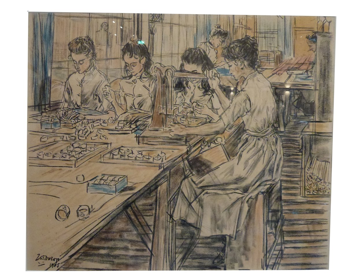 Nachtlichten 1 van de 12 lithos die Toorop maakte over de fabricage van kaarsenn tekijältä Jan Toorop