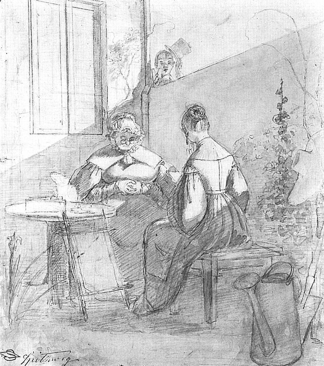 Studie zu dem Gemälde Der Liebesbrief tekijältä Jan Vermeer van Delft