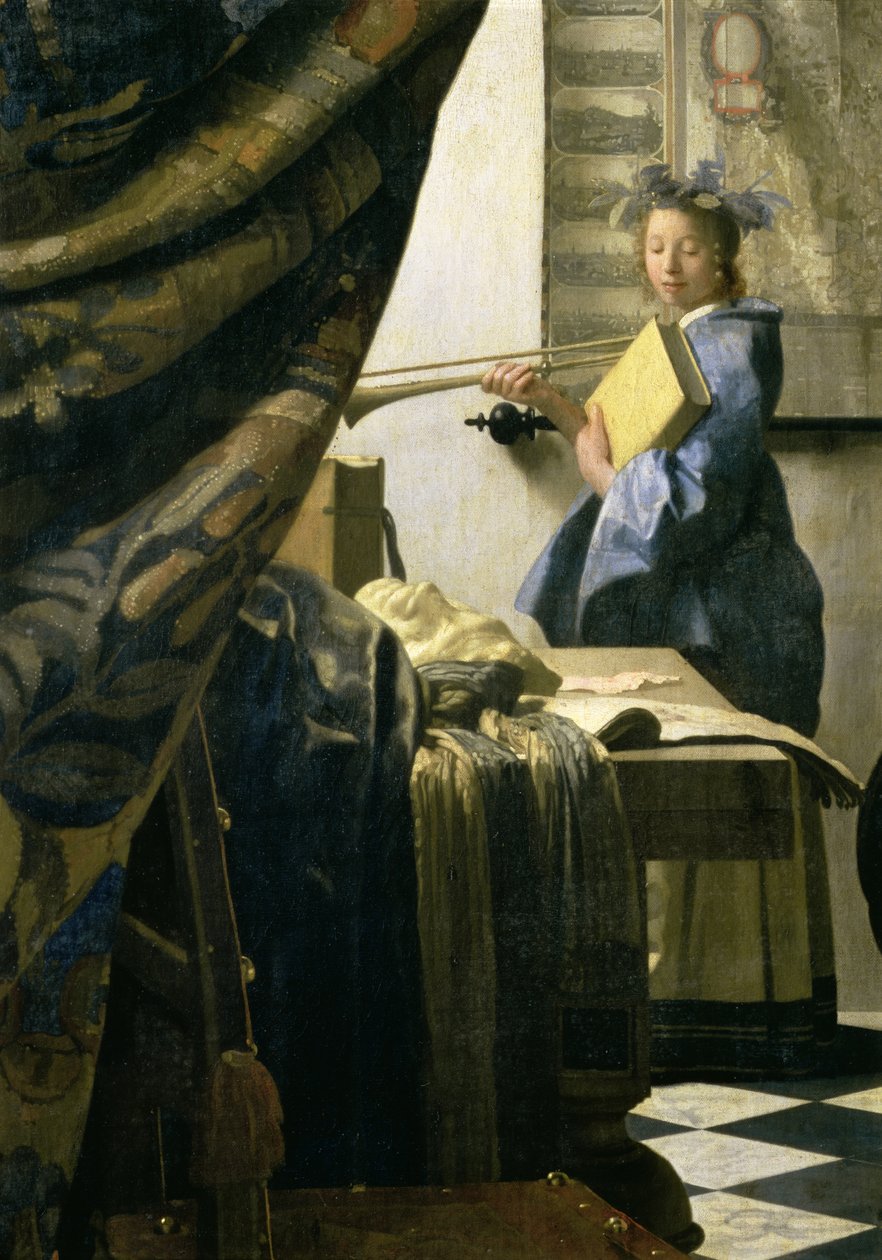 Taiteilijan ateljee, n. 1665-6 (yksityiskohta 408) tekijältä Jan Vermeer van Delft