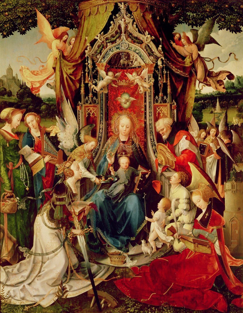 Madonna ja lapsi ja pyhät, 1500-luku, (triptyykki) tekijältä Jan de Beer