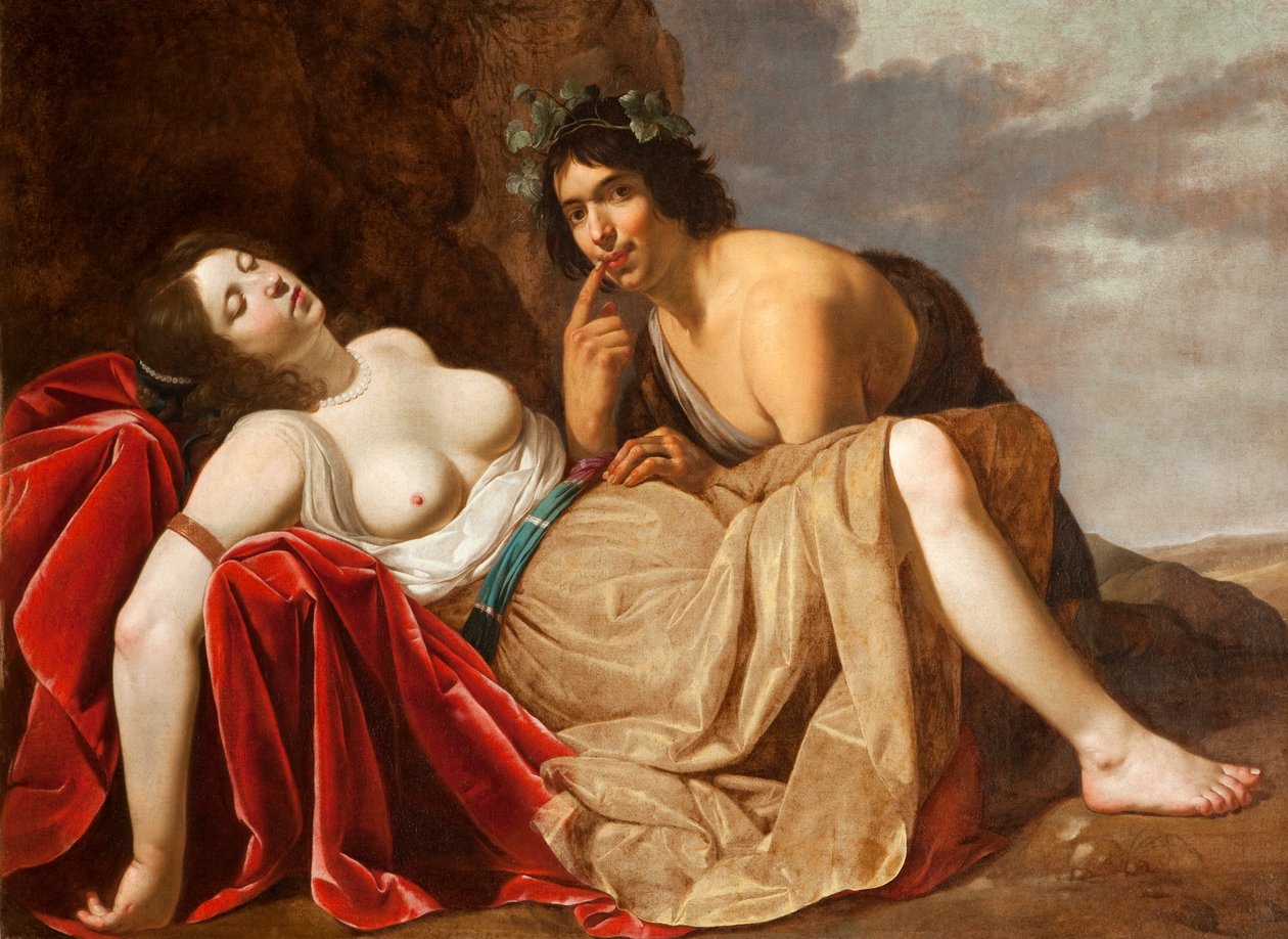 Paimen ja nukkuva tyttö, 1623-30 tekijältä Jan van Bijlert or Bylert
