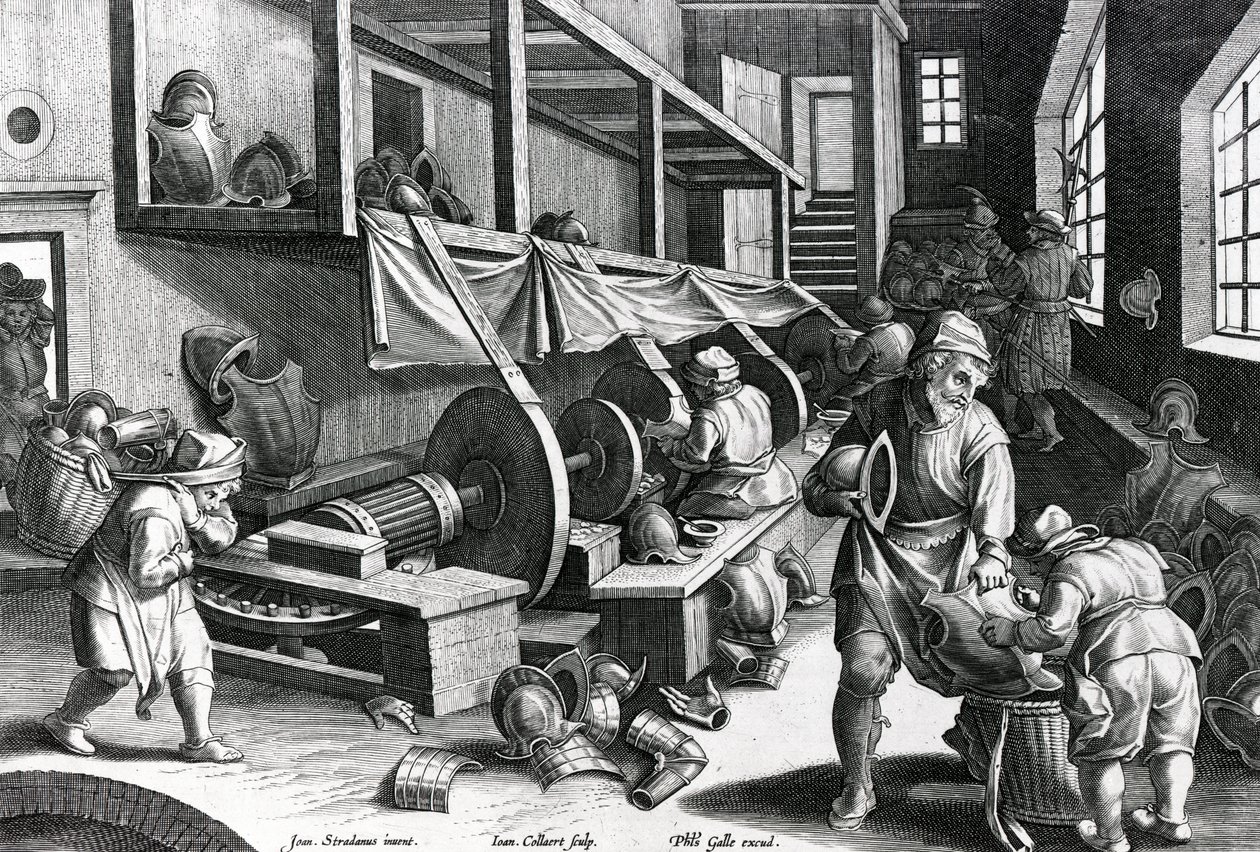 Politura Armorum, Nova Repertan levy 17, kaiverrus Jan Collaert, n. 1580-1605 tekijältä Jan van der Straet
