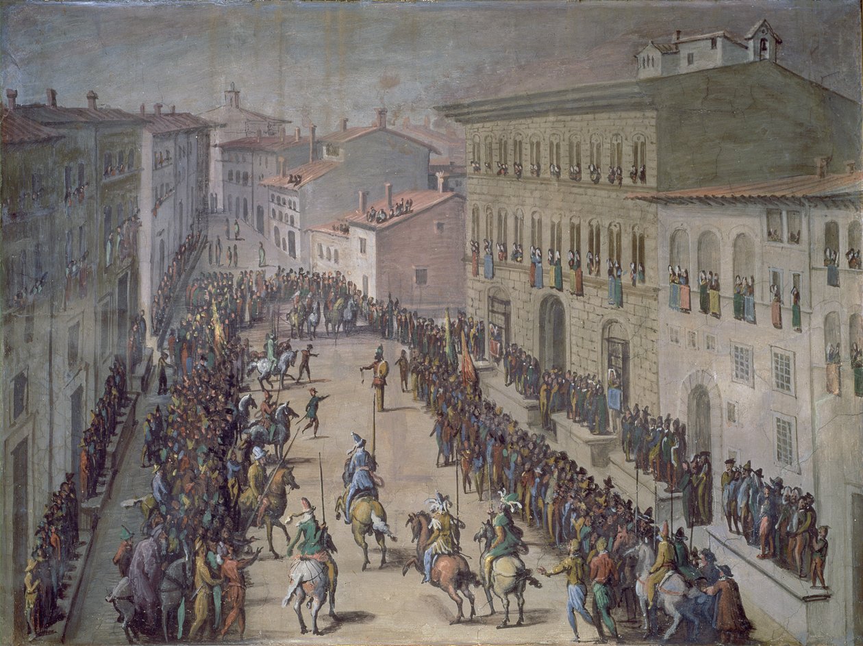 Saraseeniturnaus Via Largassa, Firenzessä, 1555 tekijältä Jan van der Straet