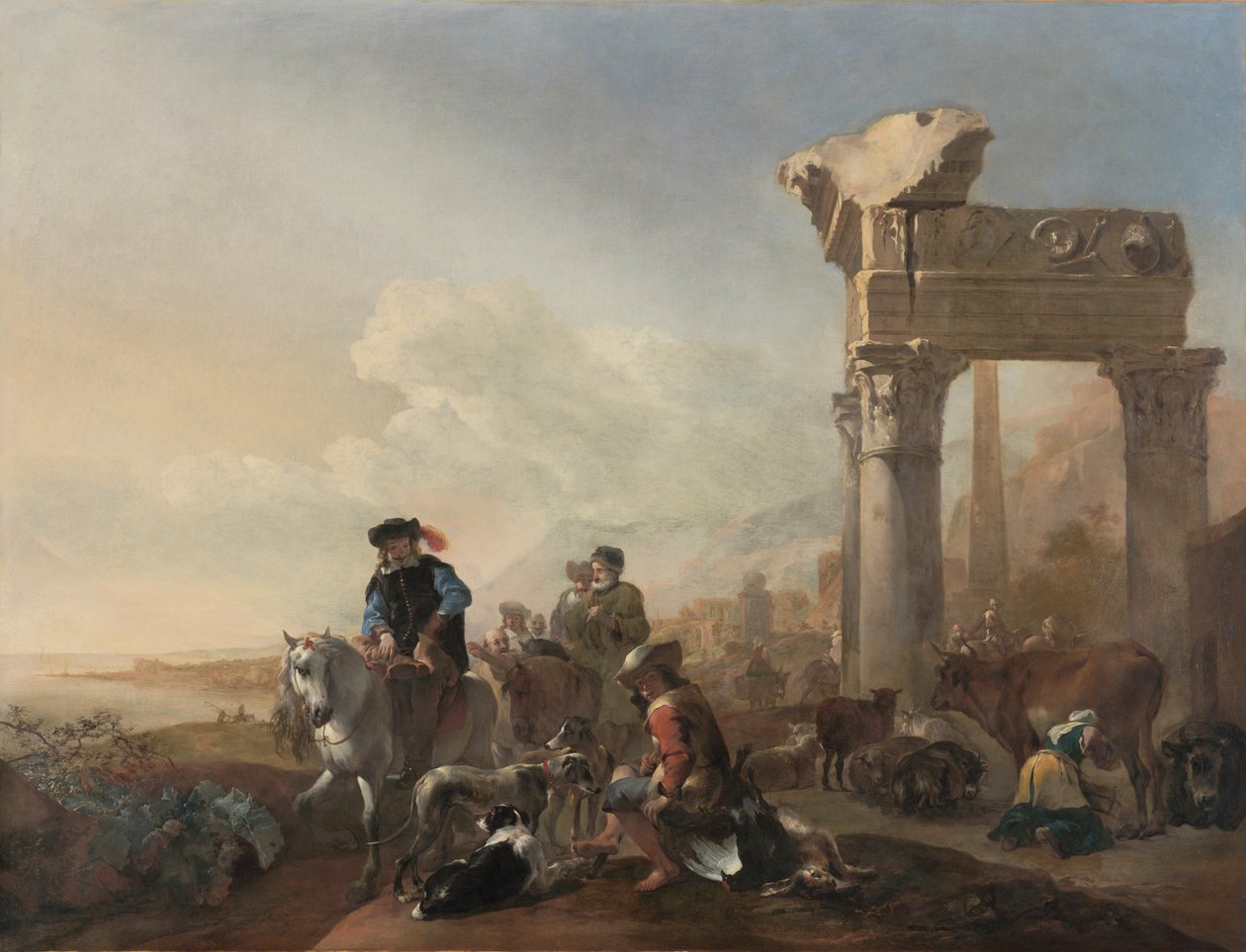 Hunters Near Ruins, 1648. tekijältä Jan Baptist Weenix