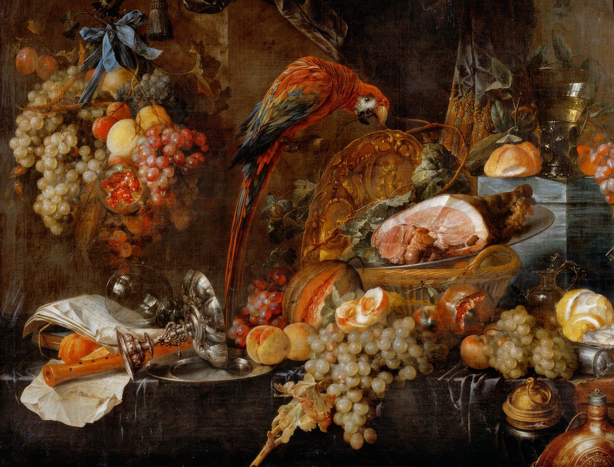 Stilleben mit Papagei tekijältä Jan Davidsz de Heem