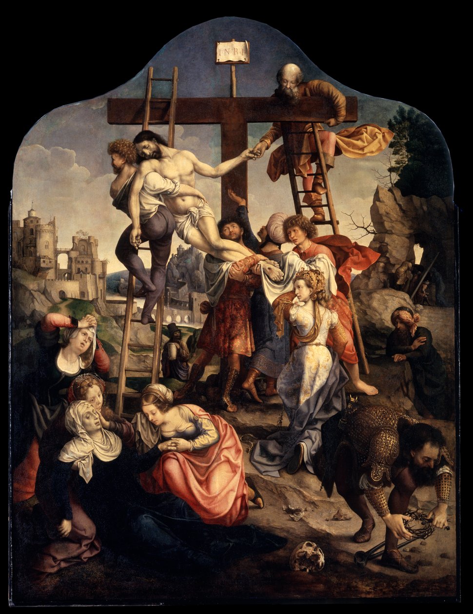 Laskeutuminen ristiltä, n. 1520. tekijältä Jan Gossaert