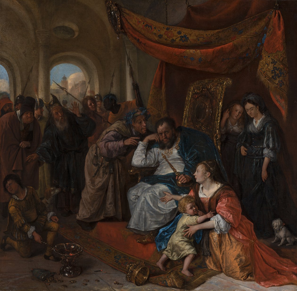 Mooseksen ja faraon kruunu, noin 1670 tekijältä Jan Havicksz. Steen