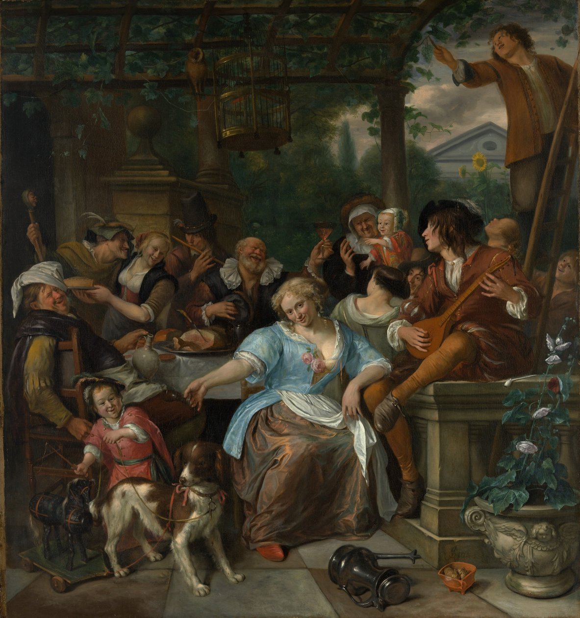 Merry Company on a Terrace, n. 1673-5 tekijältä Jan Havickszoon Steen