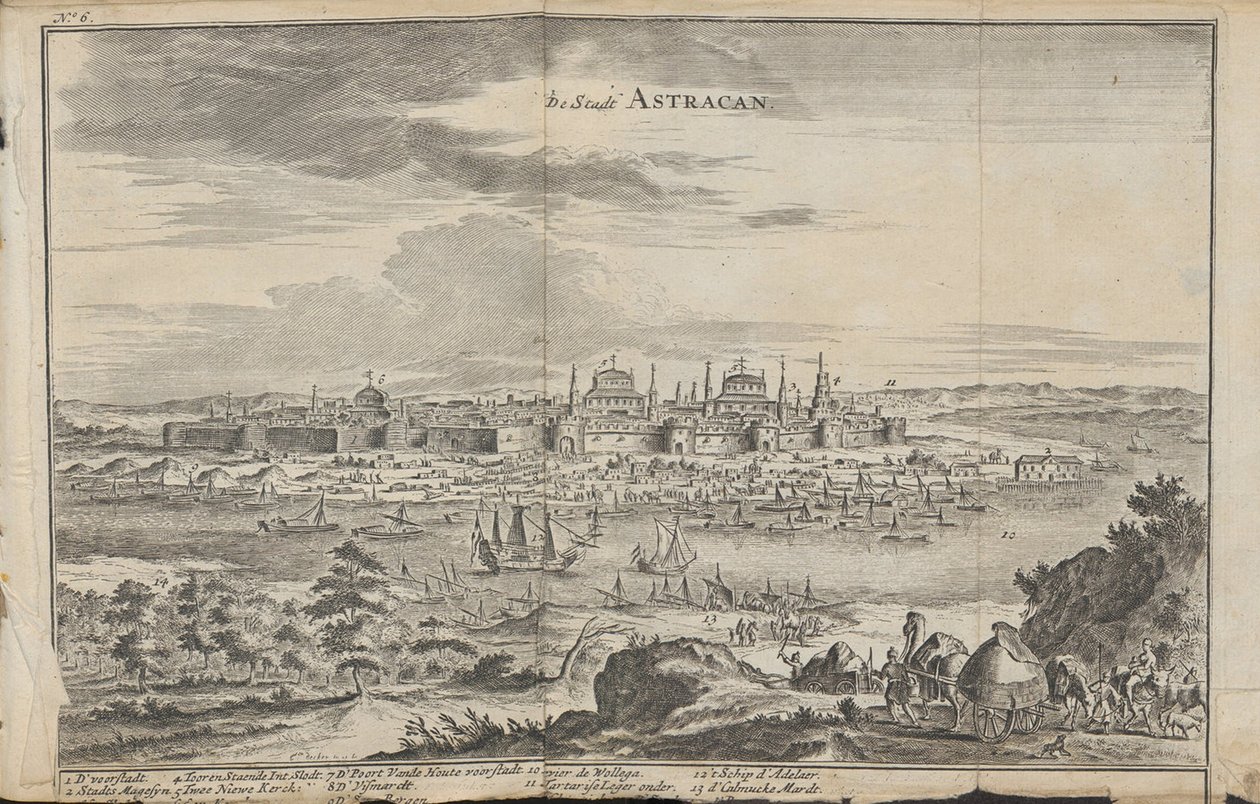Astrakhan From: Three Remarkable Voyages, 1675 tekijältä Jan Jansz. Struys