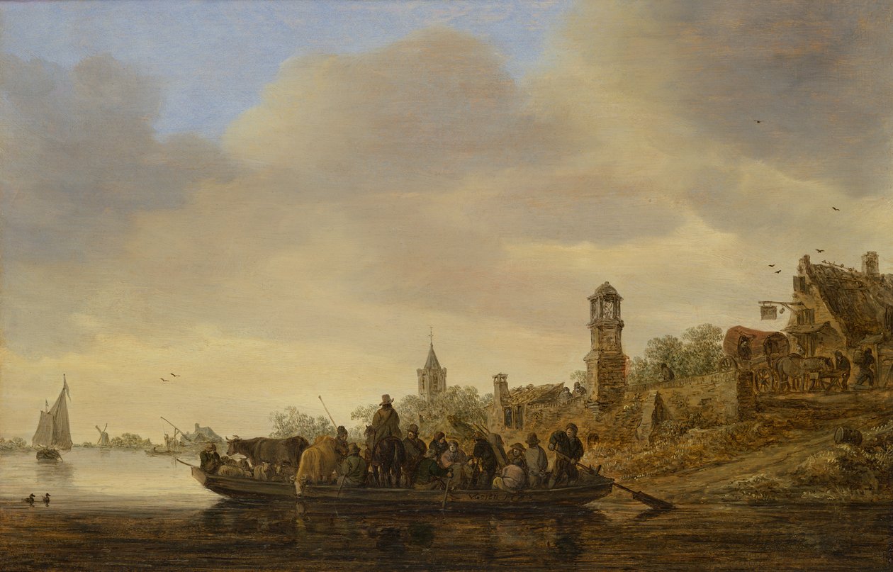 Lautta (öljy paneelissa) tekijältä Jan Josephsz van Goyen
