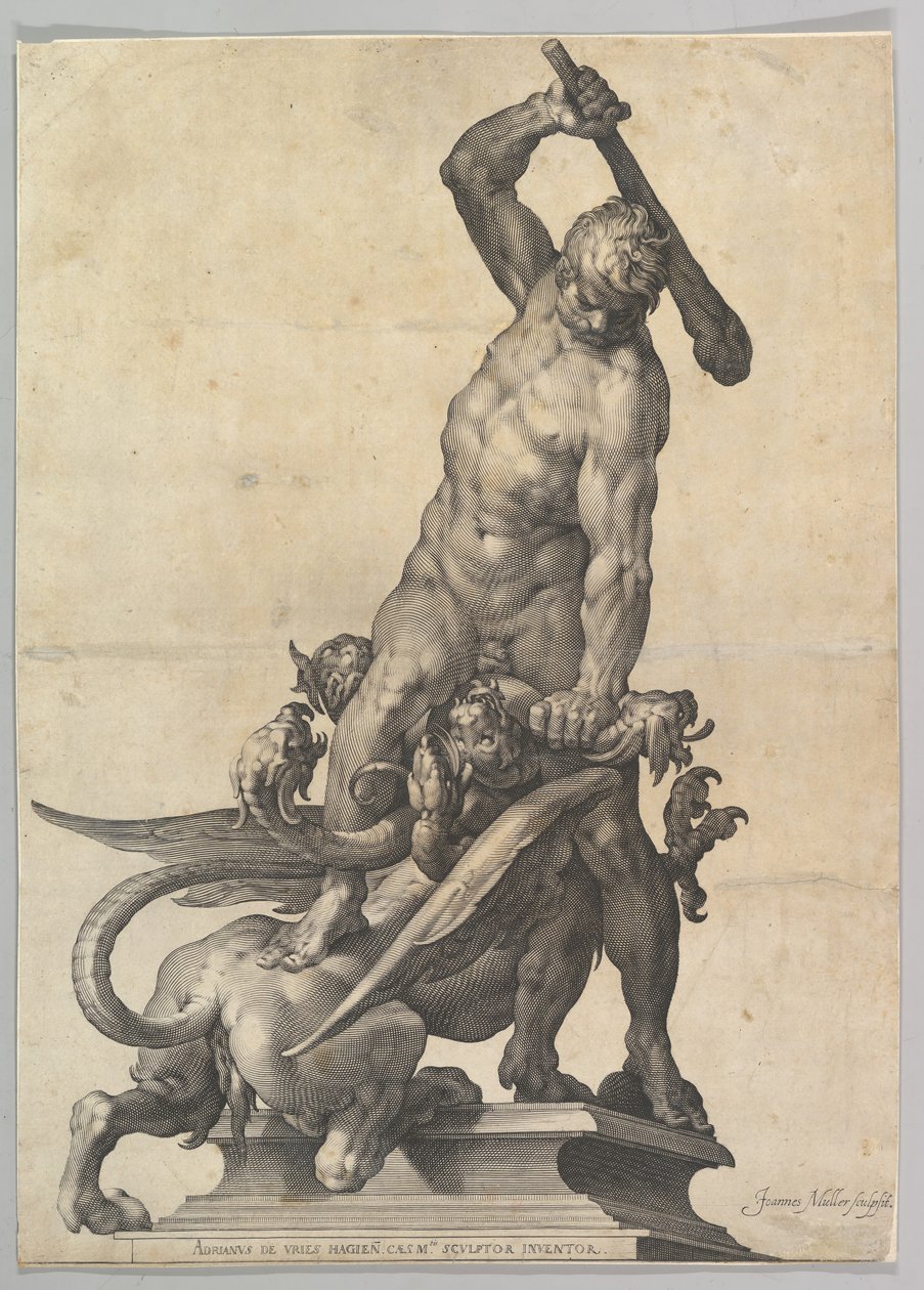 Hercules Slaying the Hydra, n. 1602. tekijältä Jan Muller