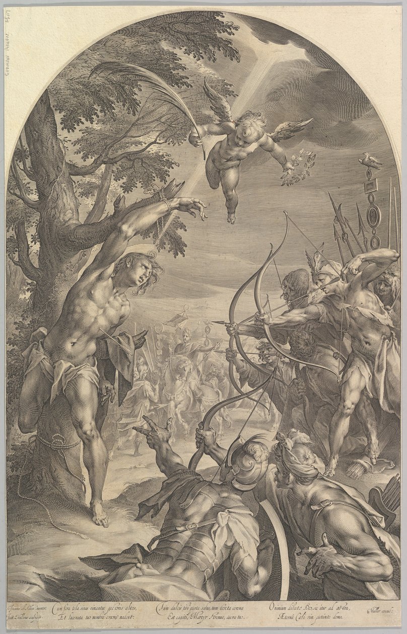 Pyhän Sebastianin marttyyrikuolema, n. 1600. tekijältä Jan Muller