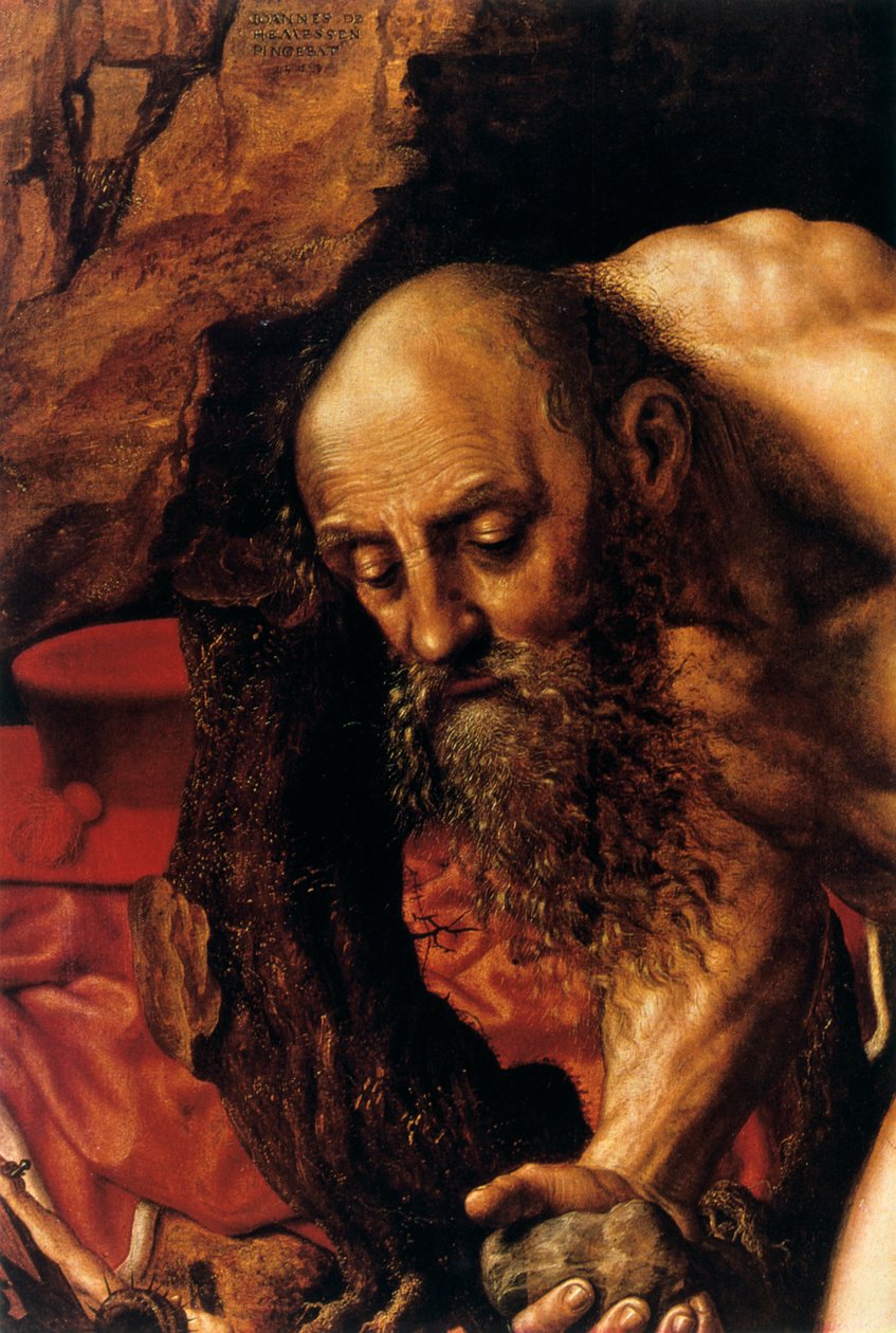 St Jerome, yksityiskohta, 1543. tekijältä Jan Sanders van Hemessen