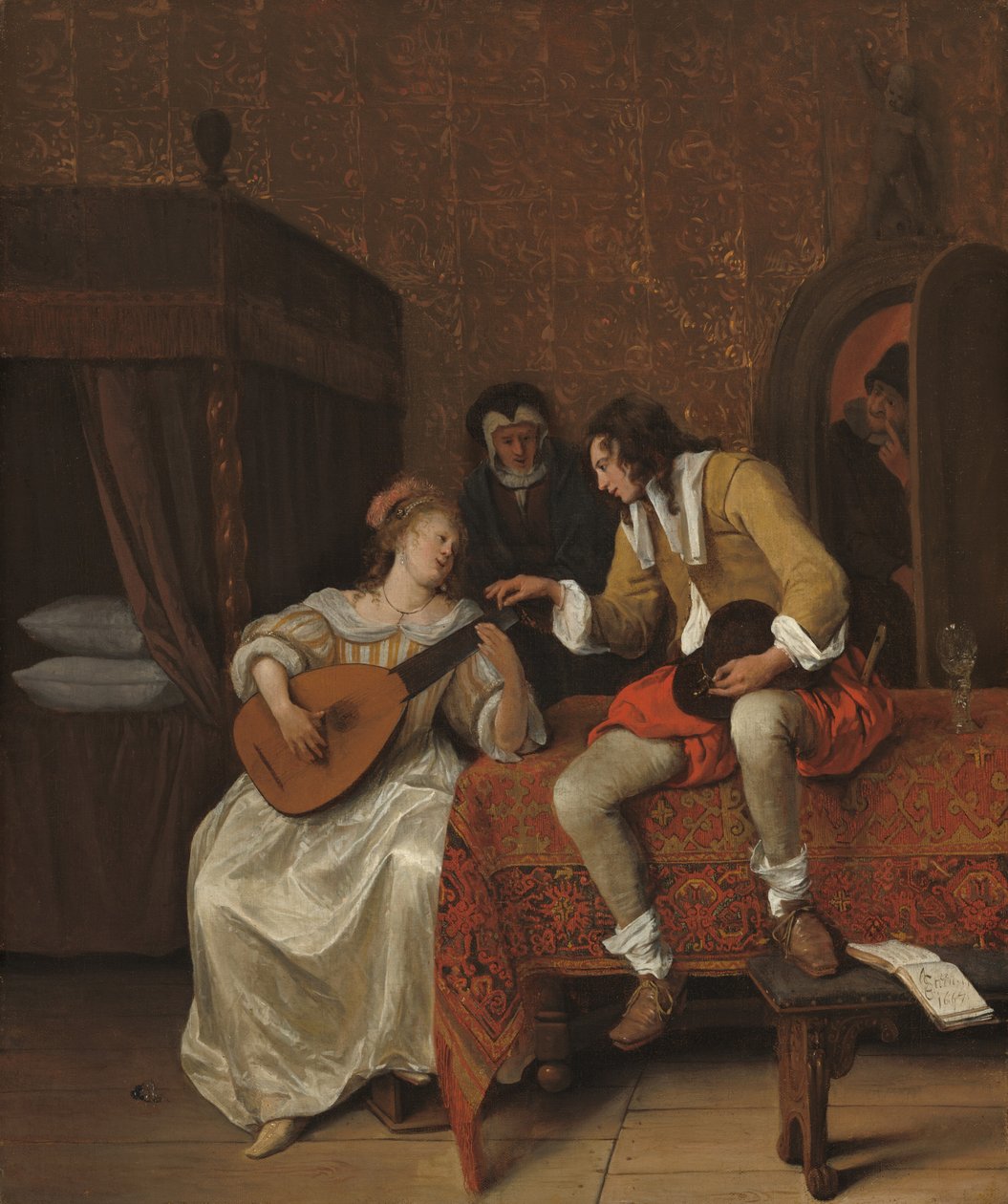 Ascagnes ja Lucelle Musiikkioppitunti, 1667. tekijältä Jan Steen