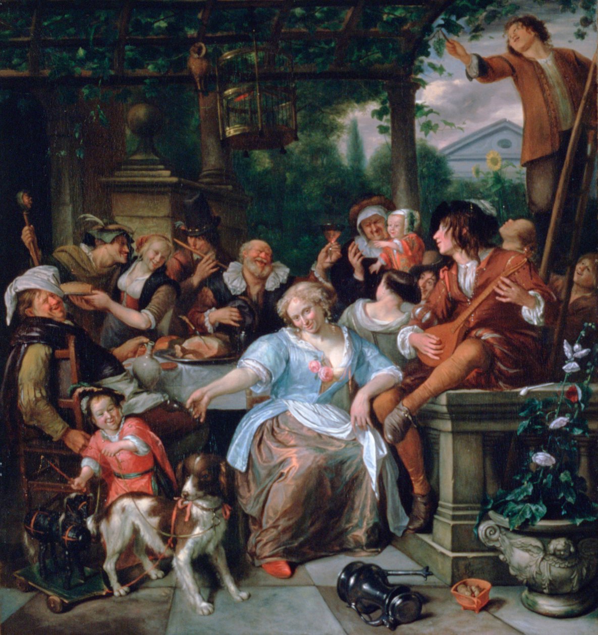 "Merry Company on a Terrace", c1673-1675 tekijältä Jan Steen